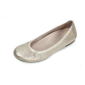 Vionic anita slip on ballet flats shoes gold woven women's sz 7.5